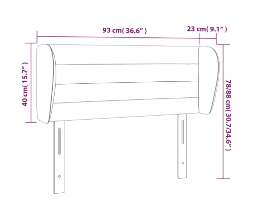 Cabecero de tela negro 93x23x78/88 cm