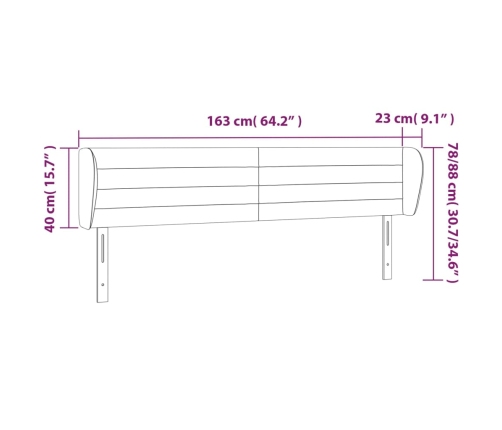 vidaXL Cabecero de tela color crema 163x23x78/88 cm