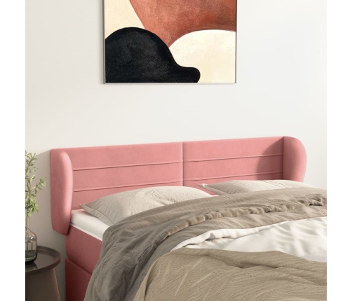 Cabecero de terciopelo rosa 147x23x78/88 cm