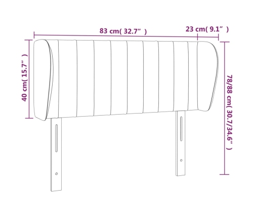 Cabecero de tela azul 83x23x78/88 cm