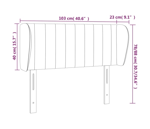 Cabecero de tela negro 103x23x78/88 cm