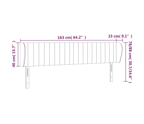 vidaXL Cabecero de tela gris taupe 163x23x78/88 cm