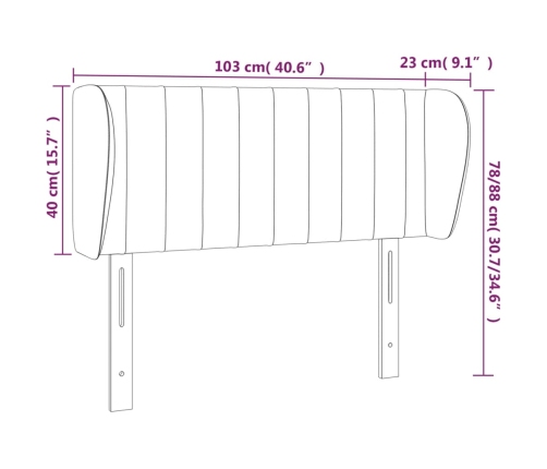 Cabecero de terciopelo gris claro 103x23x78/88 cm