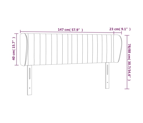 vidaXL Cabecero de terciopelo rosa 147x23x78/88 cm