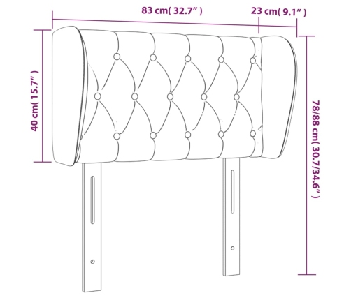 Cabecero de tela negro 83x23x78/88 cm