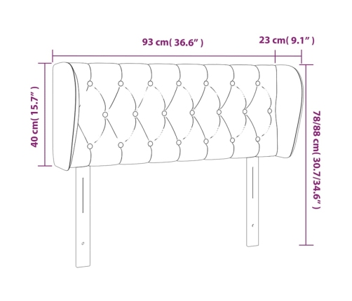 Cabecero de tela negro 93x23x78/88 cm