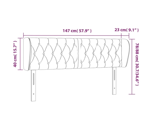 vidaXL Cabecero de tela negro 147x23x78/88 cm