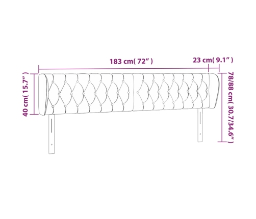 vidaXL Cabecero de tela gris claro 183x23x78/88 cm