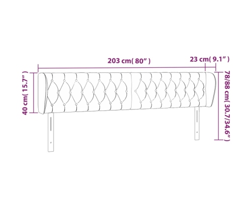 Cabecero de tela gris claro 203x23x78/88 cm