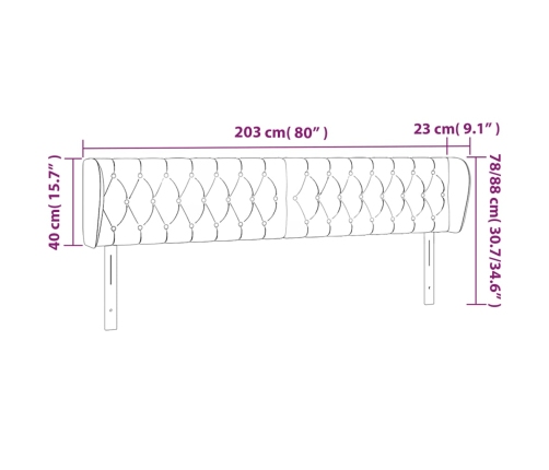 Cabecero de tela negro 203x23x78/88 cm