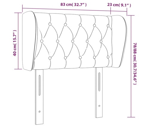 Cabecero de terciopelo rosa 83x23x78/88 cm