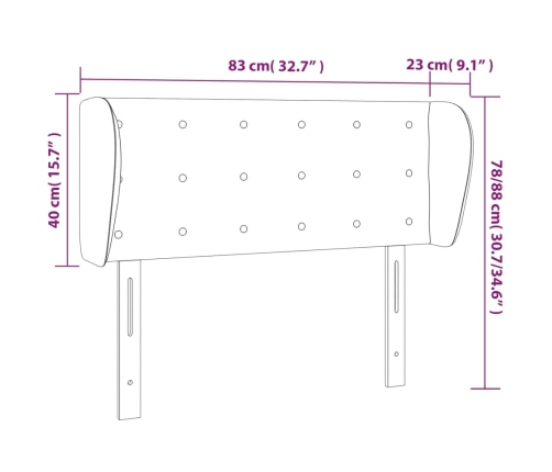 vidaXL Cabecero de terciopelo gris claro 83x23x78/88 cm