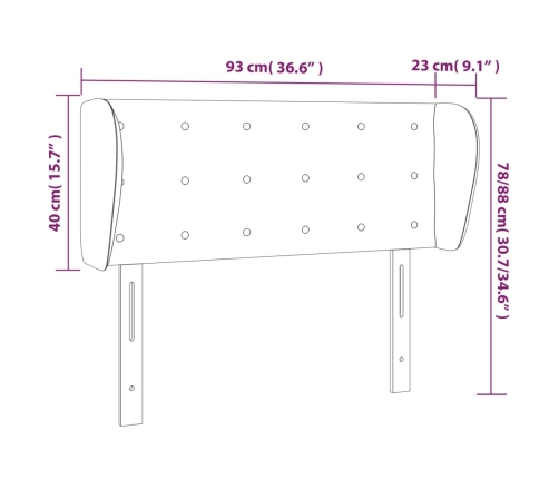 Cabecero de terciopelo rosa 93x23x78/88 cm