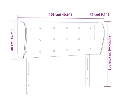 Cabecero de terciopelo rosa 103x23x78/88 cm