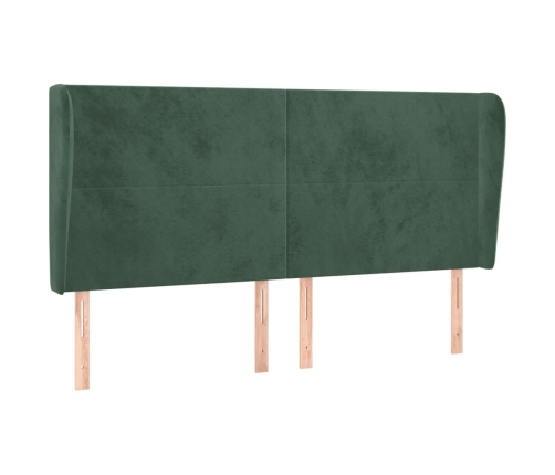 vidaXL Cabecero con orejas de terciopelo verde oscuro 163x23x118/128cm