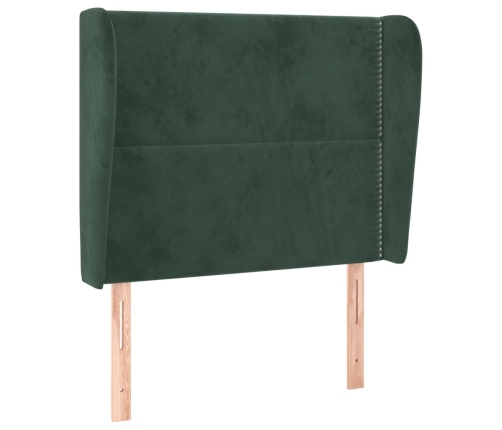 vidaXL Cabecero con orejas de terciopelo verde oscuro 83x23x118/128 cm