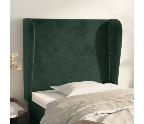 vidaXL Cabecero con orejas de terciopelo verde oscuro 83x23x118/128 cm