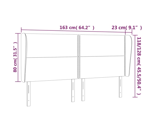 vidaXL Cabecero con orejas de terciopelo rosa 163x23x118/128 cm