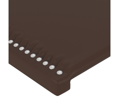 Cabecero con orejas de cuero sintético marrón 93x23x118/128 cm