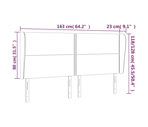 vidaXL Cabecero con orejas de cuero sintético blanco 163x23x118/128 cm