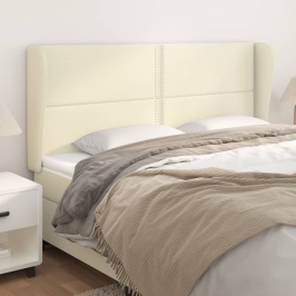 Cabecero con orejas cuero sintético crema 163x23x118/128cm