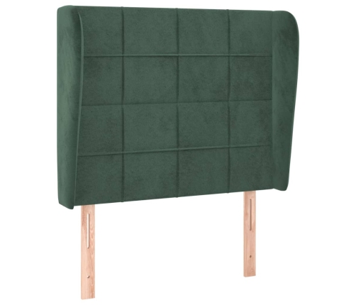 vidaXL Cabecero con orejas de terciopelo verde oscuro 103x23x118/128cm