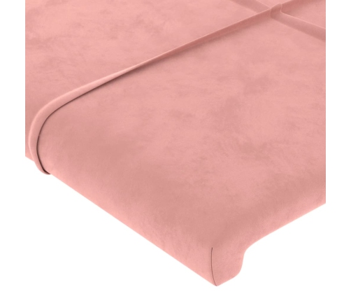 Cabecero con orejas de terciopelo rosa 103x23x118/128 cm