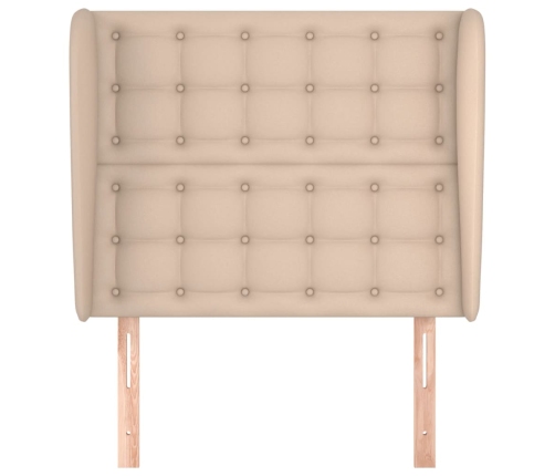Cabecero con orejas cuero sintético capuchino 93x23x118/128 cm