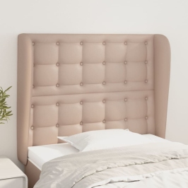 Cabecero con orejas cuero sintético capuchino 93x23x118/128 cm
