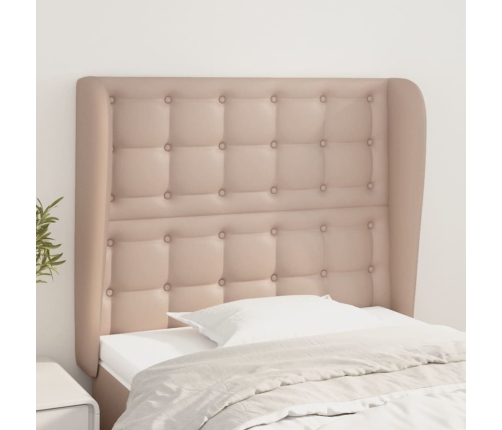 Cabecero con orejas cuero sintético capuchino 93x23x118/128 cm