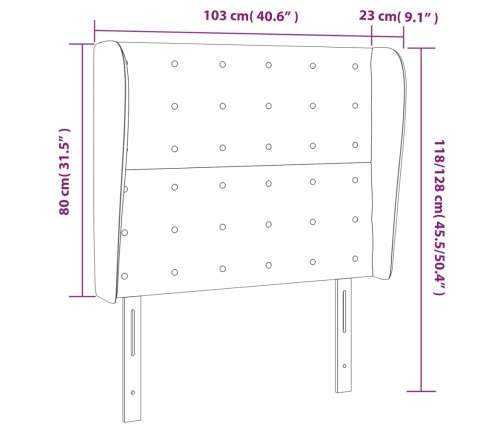 vidaXL Cabecero con orejas de cuero sintético negro 103x23x118/128cm