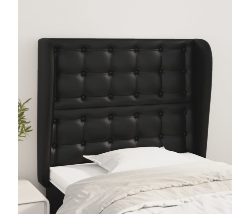 vidaXL Cabecero con orejas de cuero sintético negro 103x23x118/128cm