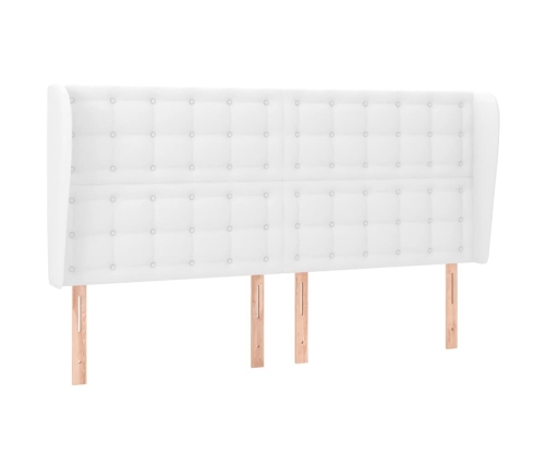 Cabecero con orejas cuero sintético blanco 183x23x118/128cm