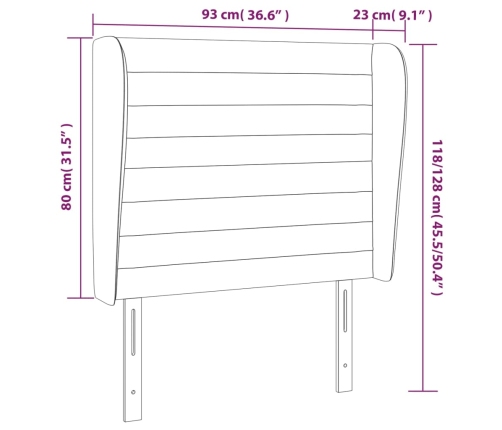 vidaXL Cabecero con orejas de tela color crema 93x23x118/128 cm