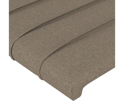 Cabecero con orejas de tela gris taupe 147x23x118/128 cm