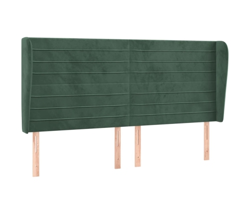 vidaXL Cabecero con orejas de terciopelo verde oscuro 203x23x118/128cm