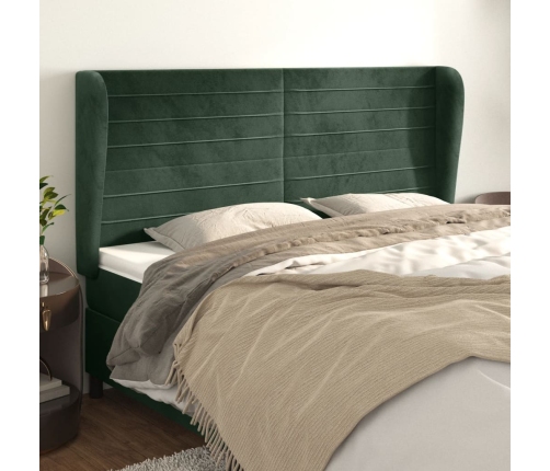 vidaXL Cabecero con orejas de terciopelo verde oscuro 203x23x118/128cm