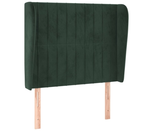 Cabecero con orejas de terciopelo verde oscuro 83x23x118/128 cm