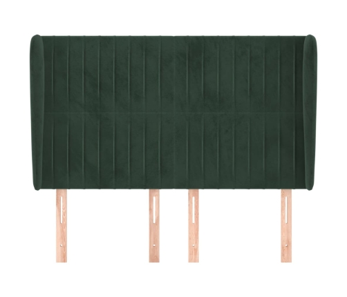 Cabecero con orejas de terciopelo verde oscuro 147x23x118/128cm