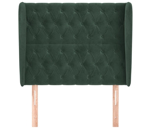 Cabecero con orejas de terciopelo verde oscuro 103x23x118/128cm