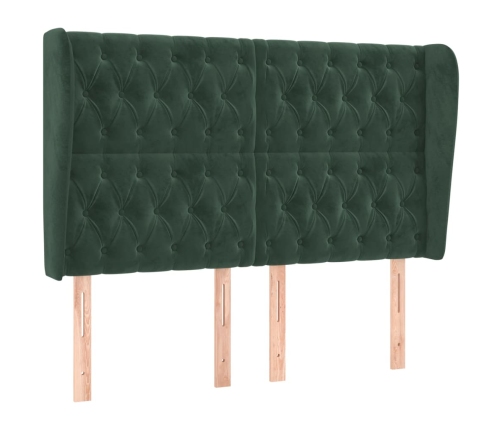 Cabecero con orejas de terciopelo verde oscuro 163x23x118/128cm