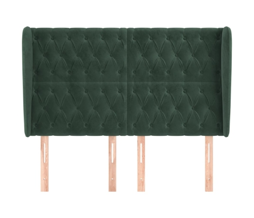 Cabecero con orejas de terciopelo verde oscuro 163x23x118/128cm