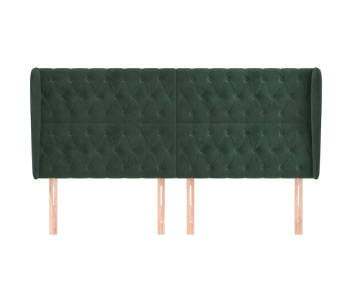 Cabecero con orejas de terciopelo verde oscuro 203x23x118/128cm