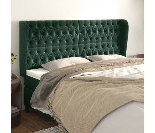 Cabecero con orejas de terciopelo verde oscuro 203x23x118/128cm