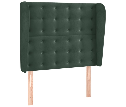 vidaXL Cabecero con orejas de terciopelo verde oscuro 93x23x118/128 cm