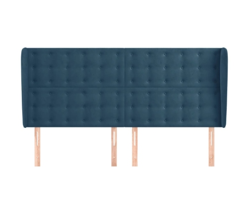 Cabecero con orejas de terciopelo azul oscuro 203x23x118/128 cm