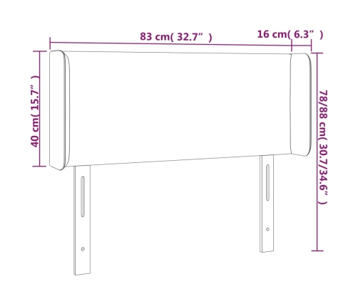 Cabecero de tela gris taupe 83x16x78/88 cm