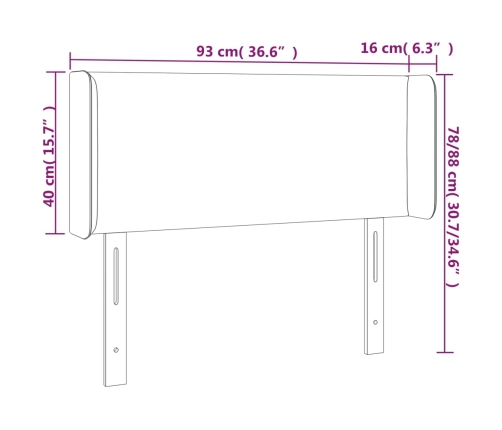 Cabecero de tela color crema 93x16x78/88 cm