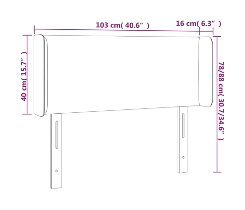 Cabecero de tela gris taupe 103x16x78/88 cm