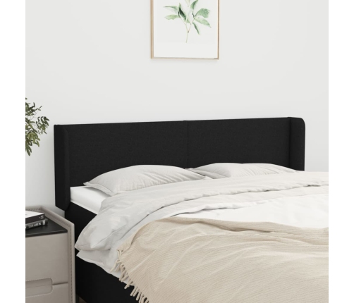 Cabecero de tela negro 147x16x78/88 cm
